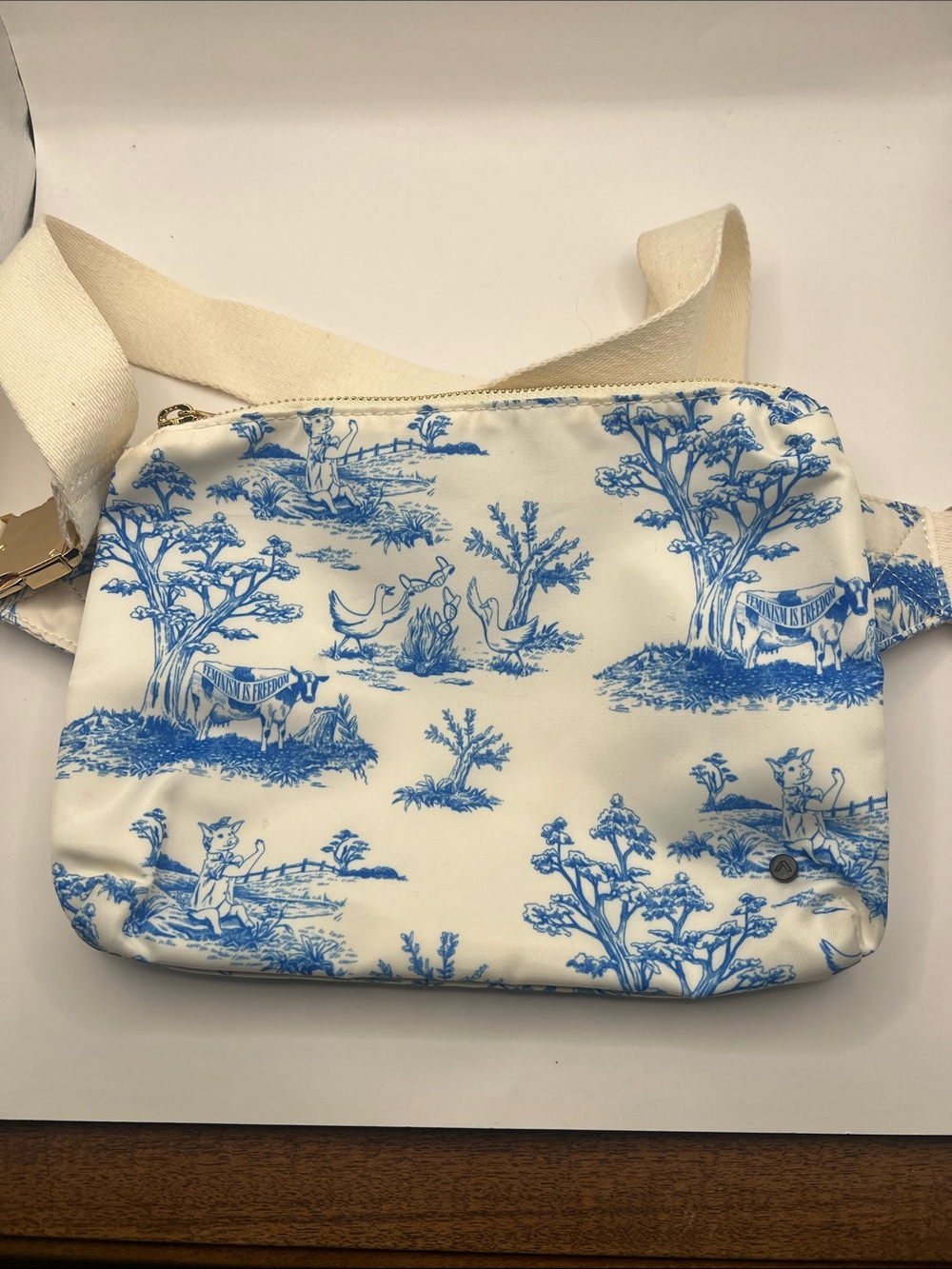 STATE Blue Toile Print Crossbody Bag with Cream Strap - Picture 6 of 6